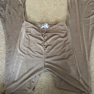 Taupe flare v-cut pants